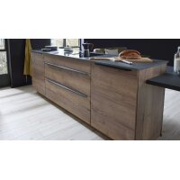 Culineo® Einbauküche C382 mit AEG Einbaugeräten Eiche Havanna & Grauschiefer - zweizeilig