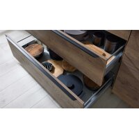 Culineo® Einbauküche C382 mit AEG Einbaugeräten Eiche Havanna & Grauschiefer - zweizeilig