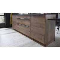 Culineo® Einbauküche C382 mit AEG Einbaugeräten Eiche Havanna & Grauschiefer - zweizeilig