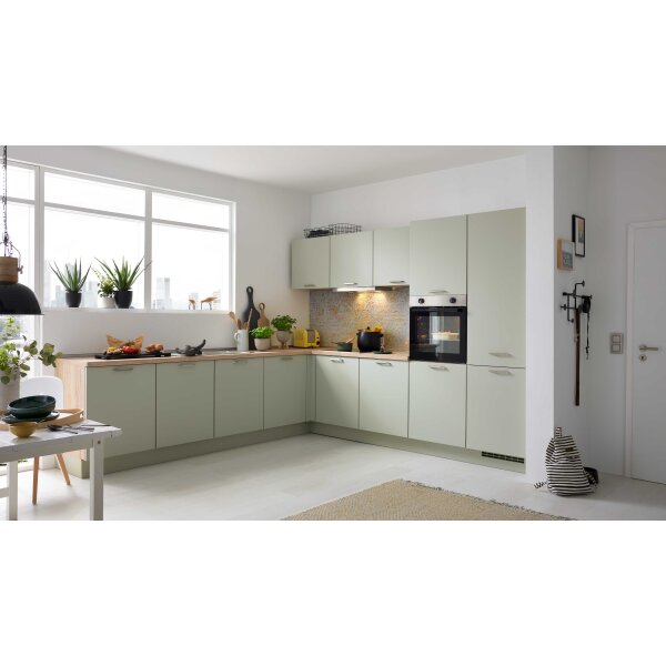 Culineo® Einbauküche C357 mit beko Einbaugeräten Jade & Eiche San Remo - Stellfläche ca. 305 x 310 cm