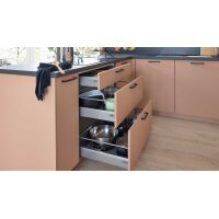 Culineo® Einbauküche C357 mit privileg Einbaugeräten Koralle & Schiefergrau - zweizeilig
