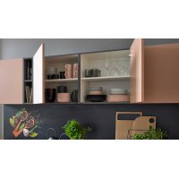 Culineo® Einbauküche C357 mit privileg Einbaugeräten Koralle & Schiefergrau - zweizeilig