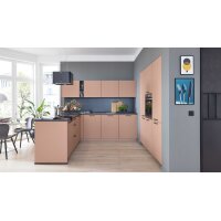Culineo® Einbauküche C357 mit privileg Einbaugeräten Koralle & Schiefergrau - zweizeilig