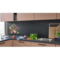 Culineo® Einbauküche C357 mit privileg Einbaugeräten Koralle & Schiefergrau - zweizeilig