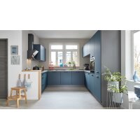 Culineo® Einbauküche C945 mit privileg Einbaugeräten Fjordblau - Stellfläche ca. 310 x 305 cm