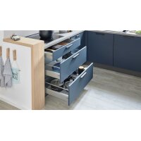 Culineo® Einbauküche C945 mit privileg Einbaugeräten Fjordblau - Stellfläche ca. 310 x 305 cm