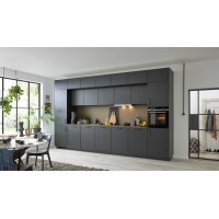 Culineo® Einbauküche C382 mit SIEMENS Einbaugeräten Eiche nero & Metal brushed Bronze - Länge ca. 423 cm