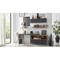 Interliving Küche Serie 3070 mit SIEMENS-Einbaugeräten Graphit & Eiche Ventura - zweizeilig