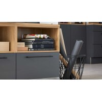 Interliving Küche Serie 3070 mit SIEMENS-Einbaugeräten Graphit & Eiche Ventura - zweizeilig