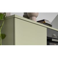Interliving Küche Serie 3109 mit Constructa-Einbaugeräten Arcticweiß, Avocado & Vulkaneiche - zweizeilig