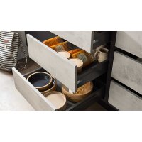 Interliving Küche Serie 3107 - Vorratsraumlösung Mattschwarz & Beton – Stellfläche ca. 289 x 219 cm