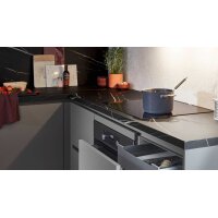 nobilia® Einbauküche Laser mit Constructa-Elektrogeräten Taupegrau & Marmor Venato Nero - Stellfläche ca. 368 x 215 cm
