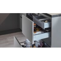 nobilia® Einbauküche Laser mit Constructa-Elektrogeräten Taupegrau & Marmor Venato Nero - Stellfläche ca. 368 x 215 cm