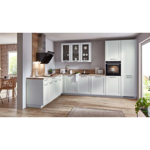 nobilia® Einbauküche Cascada mit SIEMENS-Elektrogeräten Steingrau & Master Oak - Stellfläche ca. 230 x 370 cm