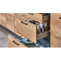 nobilia® Einbauküche Senso mit gorenje Elektrogeräten, z. B. Kühlschrank Eiche Sierra & Schiefergrau - Länge ca. 390 cm