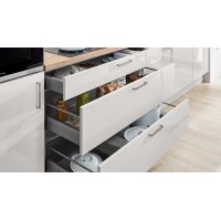 nobilia® Einbauküche Novalux mit privileg Elektrogeräten Seidengrau & Eiche Montreal - Länge ca. 420 cm