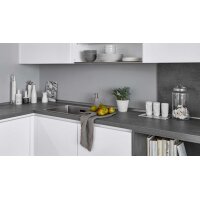 nobilia® Einbauküche Novalux mit Elektrogeräten Weiß & Beton Schiefergrau - Stellfläche ca. 255 x 400 cm
