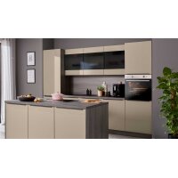 EXPRESS KÜCHEN Einbauküche Clean mit IGNIS Einbaugeräten Cremegrau & Eiche grau - zweizeilig
