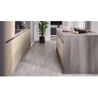 EXPRESS KÜCHEN Einbauküche Clean mit IGNIS Einbaugeräten Cremegrau & Eiche grau - zweizeilig
