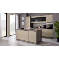 EXPRESS KÜCHEN Einbauküche Clean mit IGNIS Einbaugeräten Cremegrau & Eiche grau - zweizeilig
