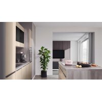 EXPRESS KÜCHEN Einbauküche Clean mit IGNIS Einbaugeräten Cremegrau & Eiche grau - zweizeilig