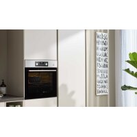Culineo® Einbauküche C615 mit AEG Einbaugeräten Sand & taupefarbenes Stripewood - Stellfläche ca. 442 x 200 cm