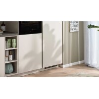 Culineo® Einbauküche C615 mit AEG Einbaugeräten Sand & taupefarbenes Stripewood - Stellfläche ca. 442 x 200 cm