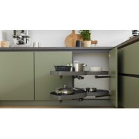Culineo® Einbauküche C357 mit Einbaugeräten Olive & Schiefergrau - zweizeilig