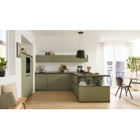 Culineo® Einbauküche C357 mit Einbaugeräten Olive & Schiefergrau - zweizeilig
