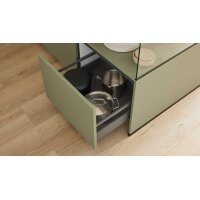 Culineo® Einbauküche C357 mit Einbaugeräten Olive & Schiefergrau - zweizeilig