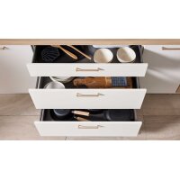 Culineo® Einbauküche C187 mit Einbaugeräten Eiche Como & Magnolie - Länge ca. 460 cm