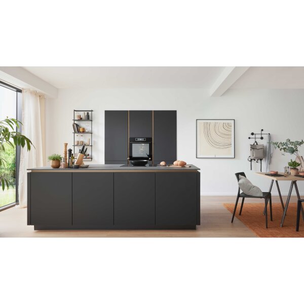 Culineo® Einbauküche C357 mit XTRA CERAMIC Arbeitsplatte Mattschwarz - zweizeilig