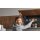 Interliving Küche Serie 3108 mit Miele-Einbaugeräten Mattschwarz & Stripe Wood Choco - dreizeilig