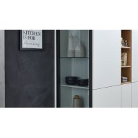 Interliving Küche Serie 3084 mit SIEMENS-Einbaugeräten Mattweiß & Eiche Ventura - zweizeilig
