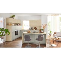 Interliving Küche Serie 3111 mit Constructa-Einbaugeräten Platingrau & Sandesche - dreizeilig