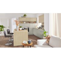 Interliving Küche Serie 3111 mit Constructa-Einbaugeräten Platingrau & Sandesche - dreizeilig