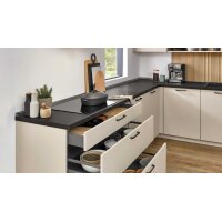 nobilia® Einbauküche Easytouch mit Elektrogräten Sand & Stripewood light - Stellfläche ca. 350 x 340 cm