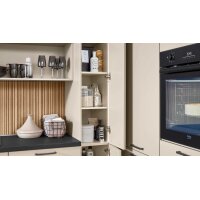 nobilia® Einbauküche Easytouch mit Elektrogräten Sand & Stripewood light - Stellfläche ca. 350 x 340 cm