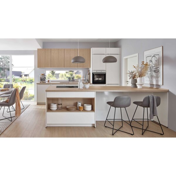 nobilia® Einbauküche Novalux mit gorenje Elektrogeräten Weiß & Eiche Como - zweiteilig