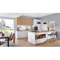nobilia® Einbauküche Novalux mit gorenje Elektrogeräten Weiß & Eiche Como - zweiteilig