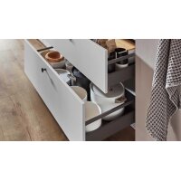 nobilia® Einbauküche Softline mit Elektrogeräten, z. B. Kühlschrank Seidengrau - Länge ca. 390 cm