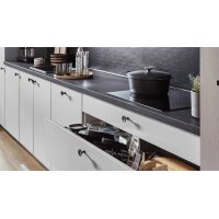 nobilia® Einbauküche Softline mit Elektrogeräten, z. B. Kühlschrank Seidengrau - Länge ca. 390 cm