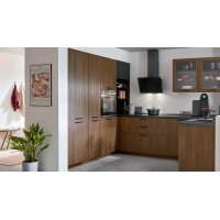 nobilia® Einbauküche Structura mit privileg Elektrogeräten Nussbaum Milano - Stellfläche ca. 240 x 310 cm