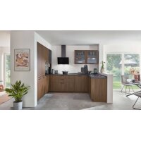 nobilia® Einbauküche Structura mit privileg Elektrogeräten Nussbaum Milano - Stellfläche ca. 240 x 310 cm
