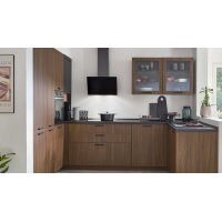 nobilia® Einbauküche Structura mit privileg Elektrogeräten Nussbaum Milano - Stellfläche ca. 240 x 310 cm