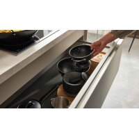 WERT KÜCHE® Mattea mit Einbaugeräten und großer Kücheninsel Kieselgrau & Nebraska Eiche - zweiteilig