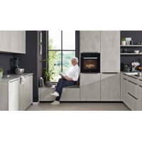 WERT KÜCHE® Ella mit Miele Einbaugeräten quarzgrauer Beton - zweizeilig
