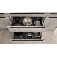 WERT KÜCHE® Ella mit Miele Einbaugeräten quarzgrauer Beton - zweizeilig