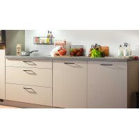 EXPRESS KÜCHEN Einbauküche Win mit Einbaugeräten Cremegrau & Eiche Grau - Länge ca. 280 cm