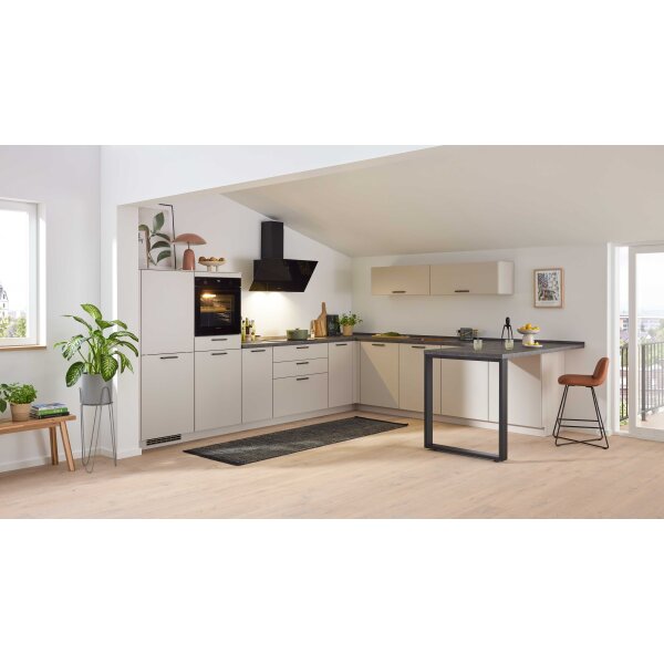 Culineo® Einbauküche C615 mit Einbaugeräten Sand - Stellfläche ca. 370 x 395 cm